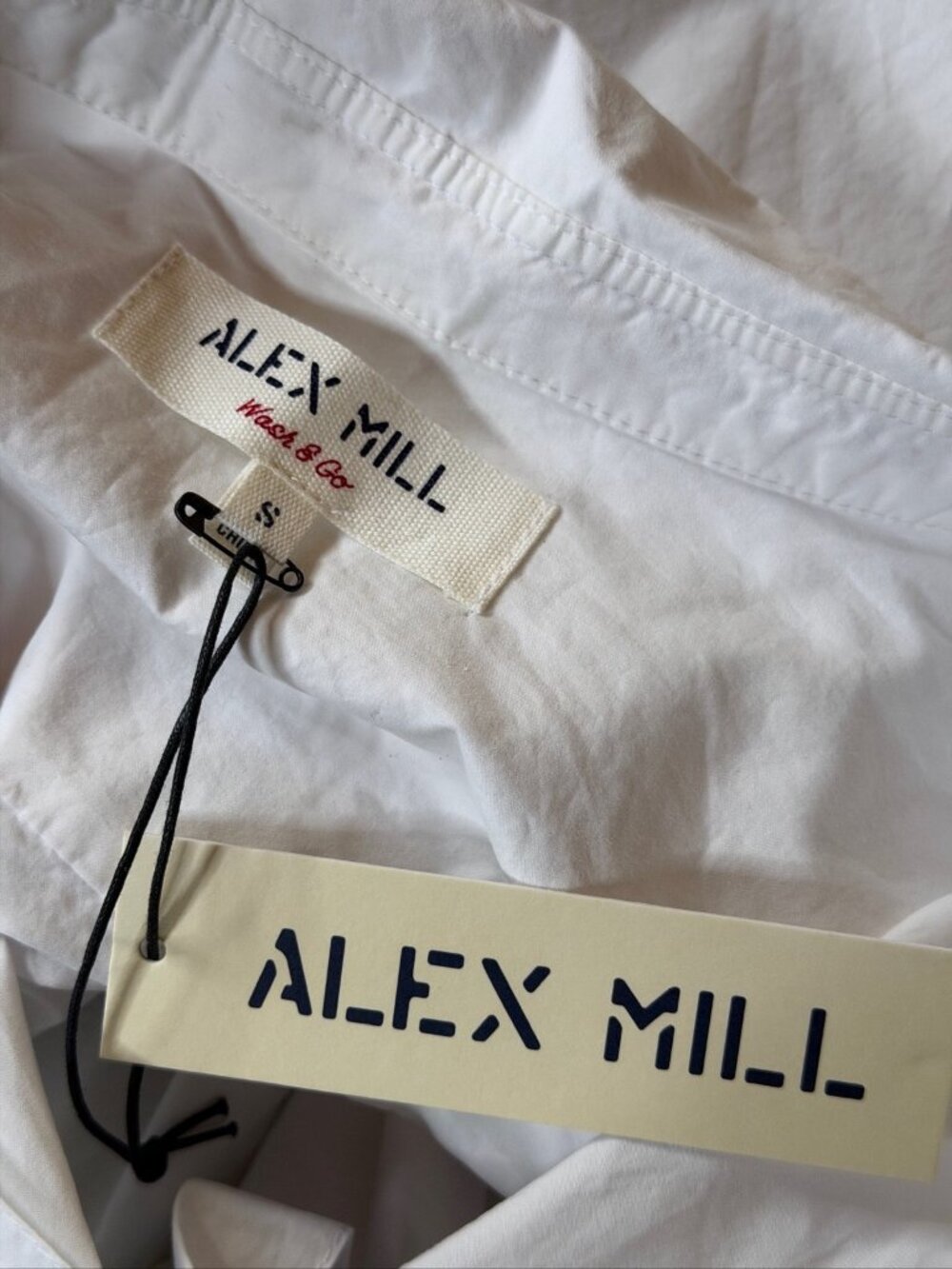 New Alex Mill Shirt Small White Cropped Jo Cotton Poplin Button Up Wash & Go - Picture 6 of 7
